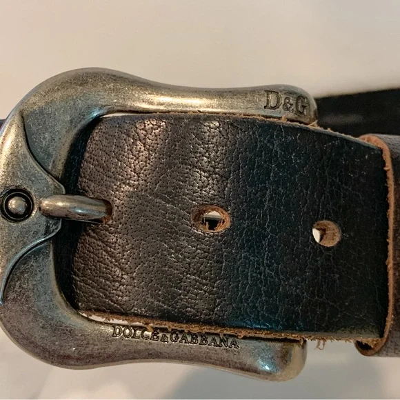 Dolce & Gabbana Black Leather Studded DG Belt With Buckle Size 38-40 Quality